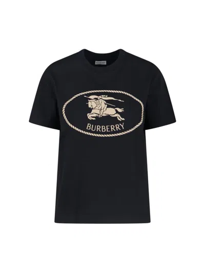 Burberry Black T-shirt With Equestrian Knight Design