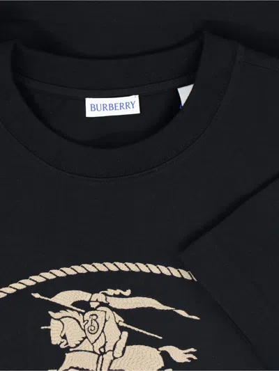 Burberry Black T-shirt With Equestrian Knight Design
