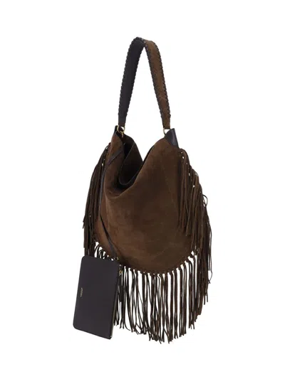 Isabel Marant Oskan Hobo Soft Shoulder Bag In Brown Suede