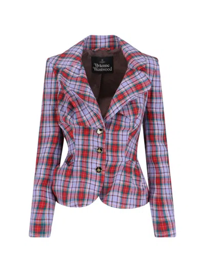Vivienne Westwood Mens Multi Drunken Check Linen Jacket In Multi