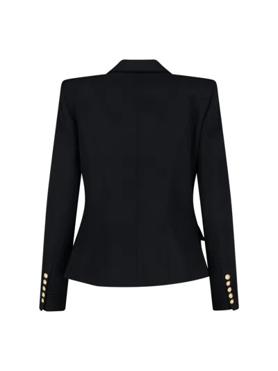 Balmain Wool Blazer With Flap Pockets And Gold-tone Buttons In Black