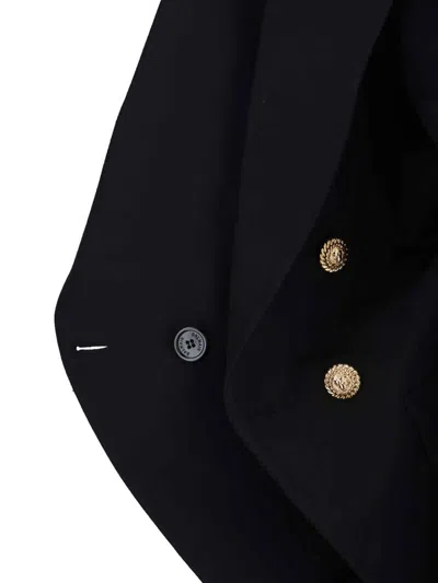 Balmain Wool Blazer With Flap Pockets And Gold-tone Buttons In Black