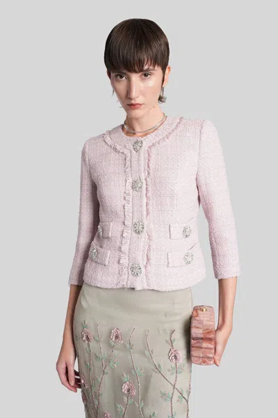 Costarellos Macie Casual Jacket In Rose-pink Polyester In Pink