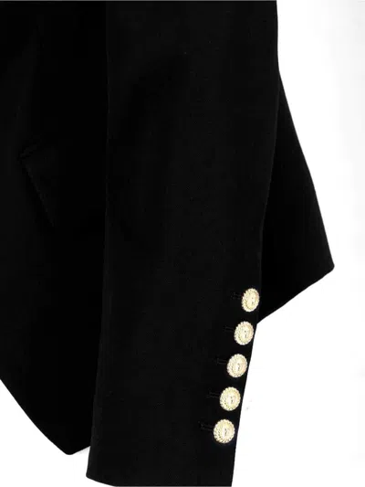 Balmain Wool Blazer With Flap Pockets And Gold-tone Buttons In Black