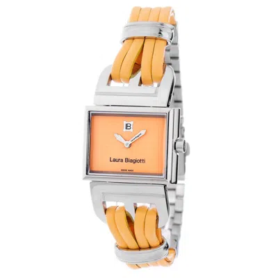 Laura Biagiotti Orange Leather Lining Dress Watch In Yellow