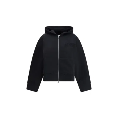 Ganni Black Cotton Sweatshirt In Blue