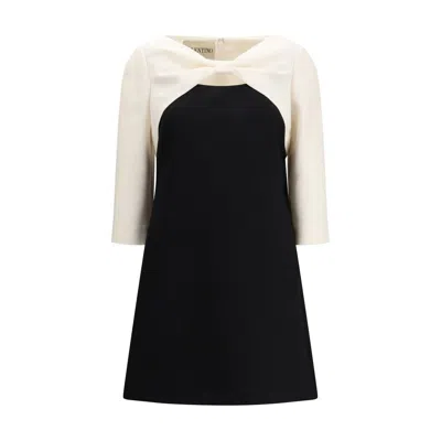 Valentino Black Fleece Wool Cocktail Dress In Black