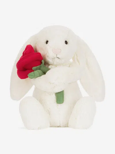 Jellycat Cream Bunny With Rose In White