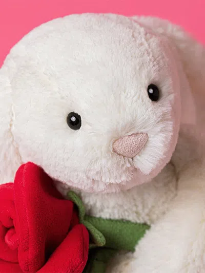 Jellycat Cream Bunny With Rose In White