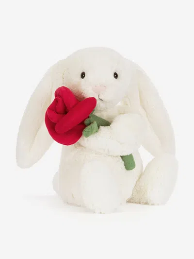 Jellycat Cream Bunny With Rose In White