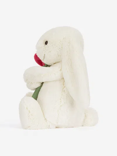 Jellycat Cream Bunny With Rose In White