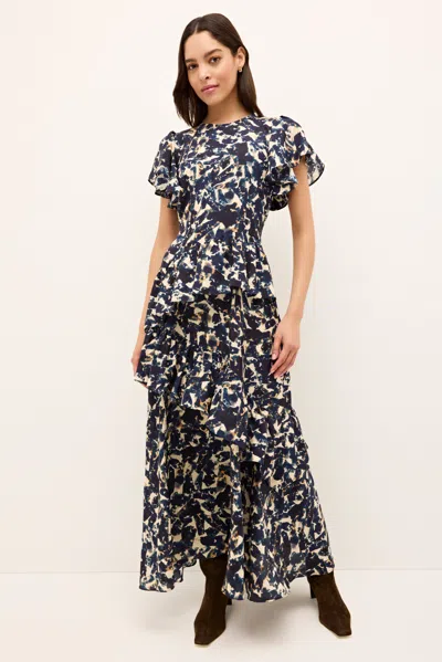 Marie Oliver Quinby Tiered Flounce Maxi Dress In Pyrite In Black