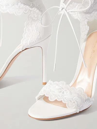 Gianvito Rossi Evie 105 Embroidered Leather Sandals In White