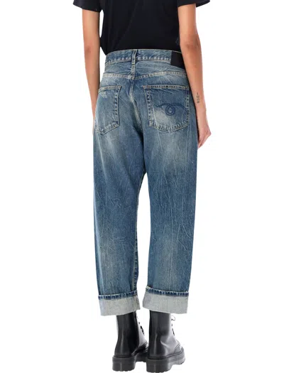 R13 Crossover Waist Distressed Jeans In Blue