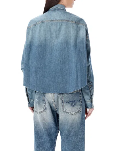 R13 Cropped Denim Shirt In Blue