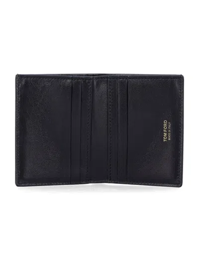 Tom Ford Black Croc-embossed Leather Cardholder In Black