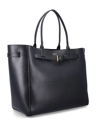 Tom Ford Audrey Large Black Leather Tote Bag In Black