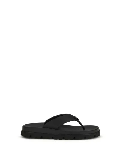 Prada Eva Slides With Triangle Logo In Black