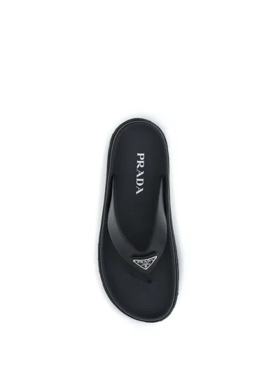Prada Eva Slides With Triangle Logo In Black