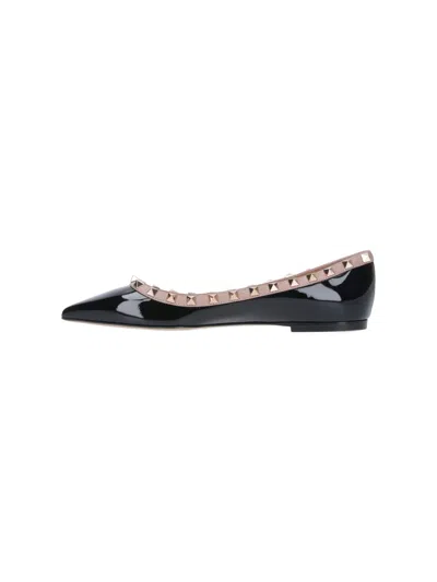 Valentino Rockstud Ballet Flats In Black