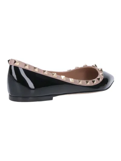 Valentino Rockstud Ballet Flats In Black