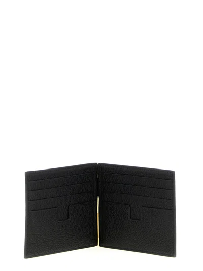 Tom Ford Grain Soft Money Clip Black Cardholder In Black