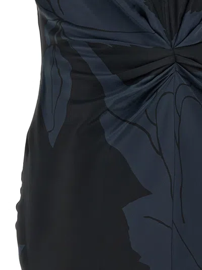 Victoria Beckham Gathered V-neck Midi Dress In Blue