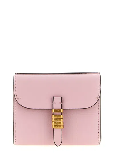 Pinko Buckle Leather Wallet In Pink