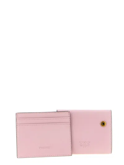Pinko Buckle Leather Wallet In Pink