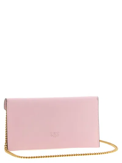Pinko Flat Mini Wallet On Chain In Pink