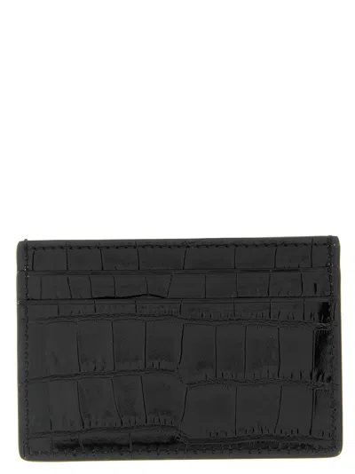 Tom Ford Crocodile Card Holder In Black