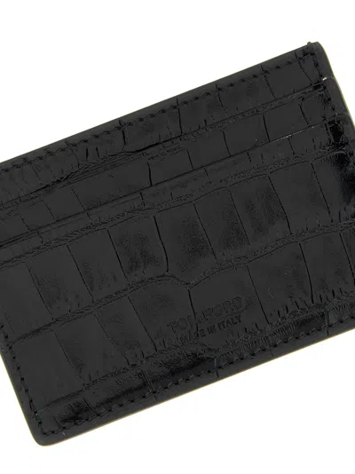 Tom Ford Crocodile Card Holder In Black