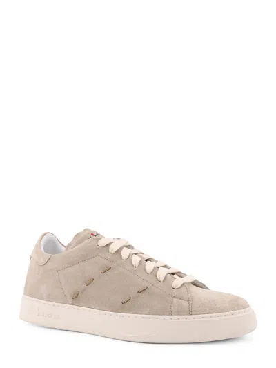 Kiton Leather Sneaker In Nude