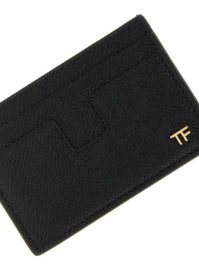 Tom Ford Small Grain Leather Cardholder In Black