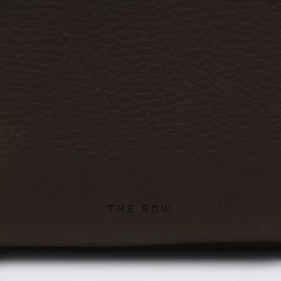 The Row Deep Brown Leather Marcel Top Handle Bag In Brown