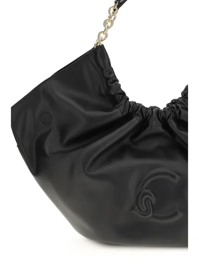 Coccinelle Black Calf Leather Bos Taurus Shoulder Bag In Black
