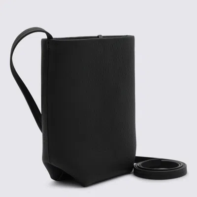 The Row Black Leather N/s Park Crossbody Bag In Black