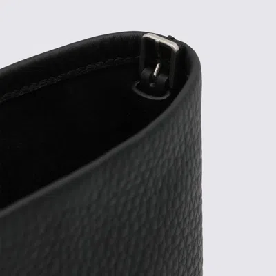 The Row Black Leather N/s Park Crossbody Bag In Black