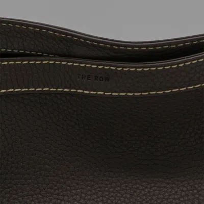 The Row Dark Brown Leather Park Tote Three Stich In Brown
