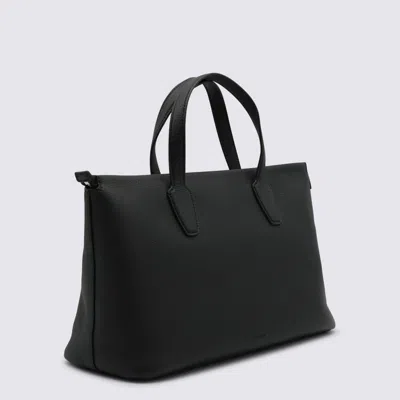 The Row Black Leather Marcel Top Handle Bag In Black