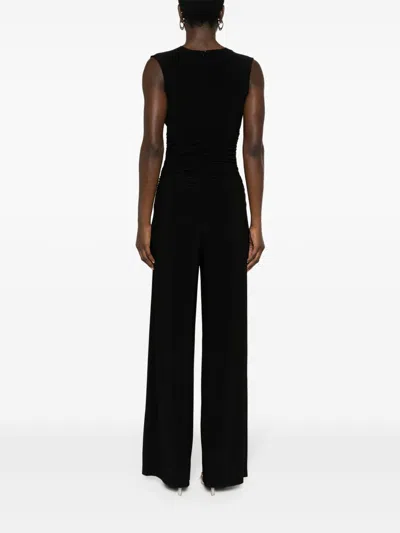 Norma Kamali Ruffled Plunge Jumpsuit In Black