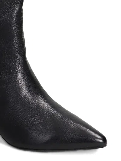 Ash Violet High Heels Boots In Black Leather In Black