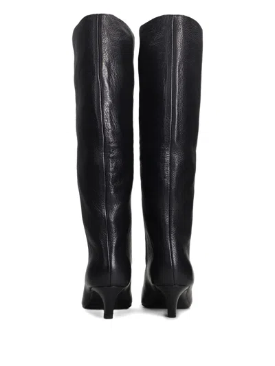 Ash Violet High Heels Boots In Black Leather In Black