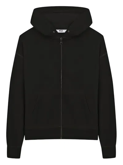 Msgm Kids Zip-up Sweatshirt In Black