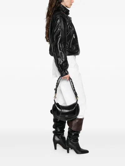 Isabel Marant Oskan Moon Studded Shoulder Bag In Black
