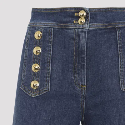 Elisabetta Franchi Blue Denim Cotton Jeans With Buttons In Blue