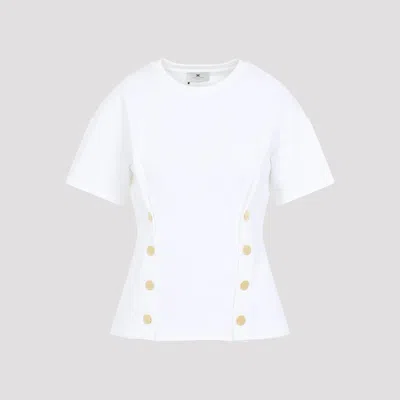 Elisabetta Franchi Crewneck T-shirt With Decorative-buttons In White