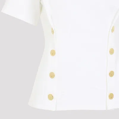 Elisabetta Franchi Crewneck T-shirt With Decorative-buttons In White