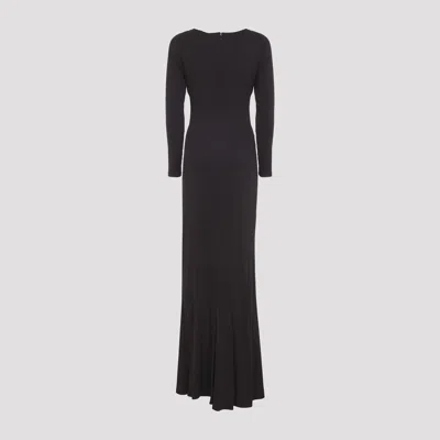 Elisabetta Franchi Jersey Gown Draped V Neckline Maxi In Brown