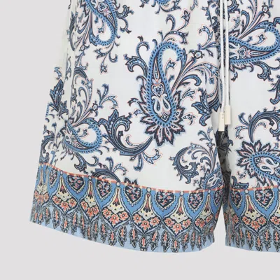 Etro Swim Shorts With Placed Leafy Paisley Print In Blue